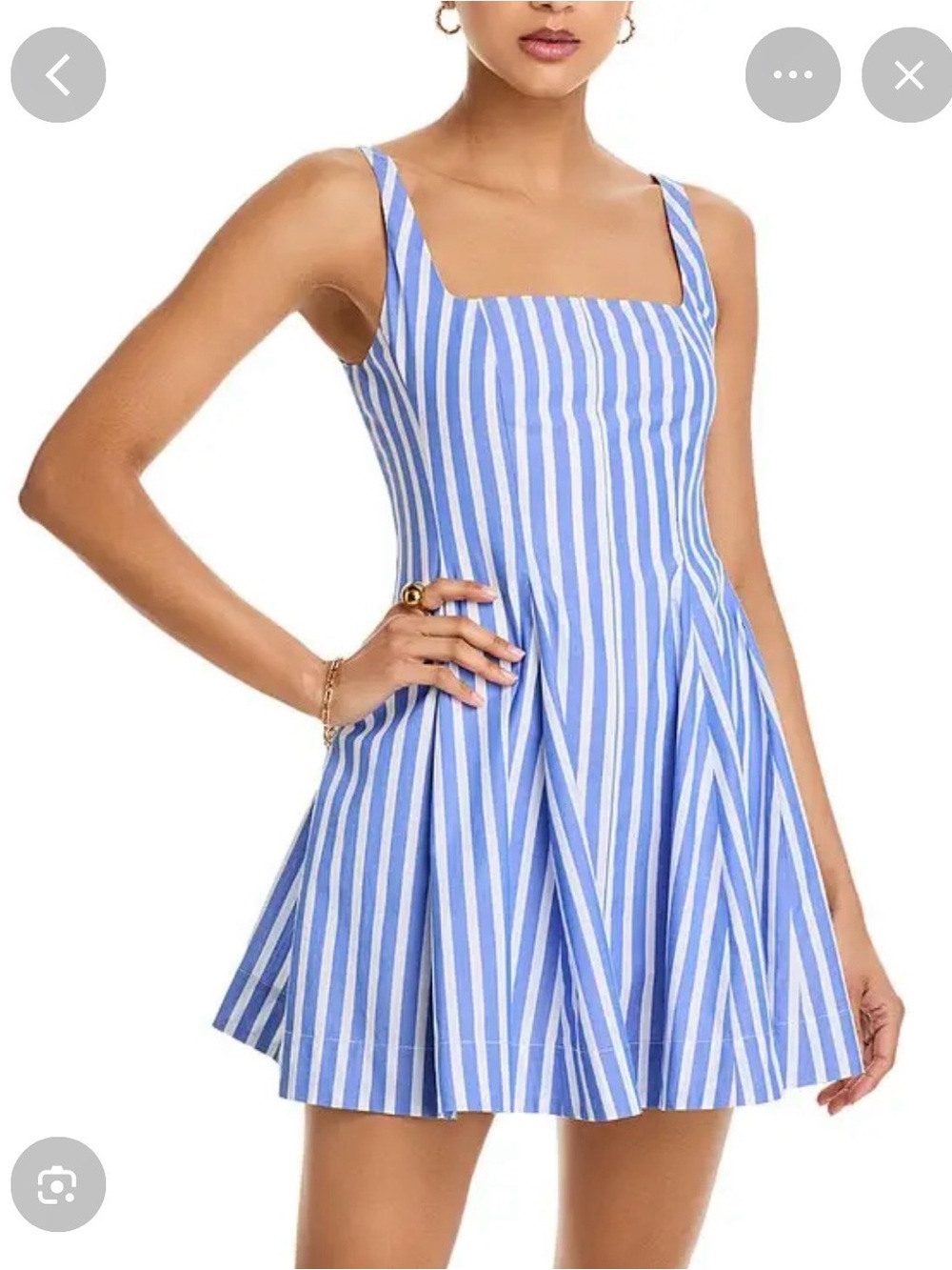 Generation Love Blue and White Striped Square-Neck Mini Dress